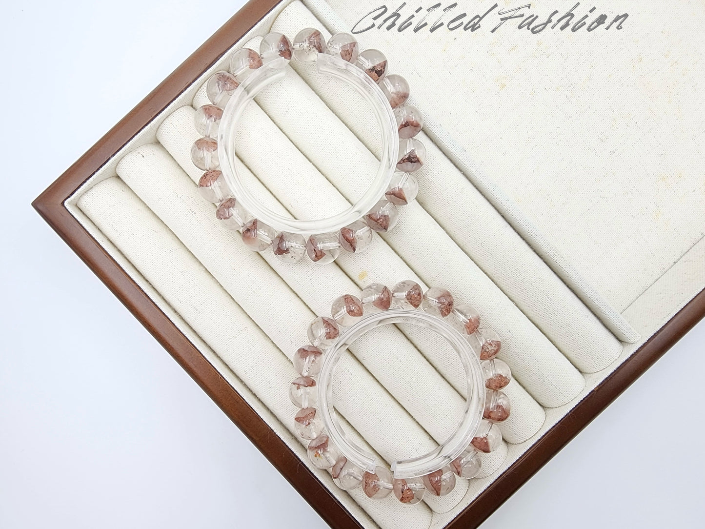 [Bracelet] 10mm Red Phantom Quartz Bracelet with Pyramid Inclusions