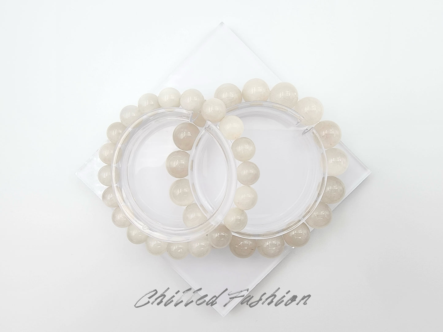 [Bracelet] Natural White Rabbit Hair Quartz Bracelet
