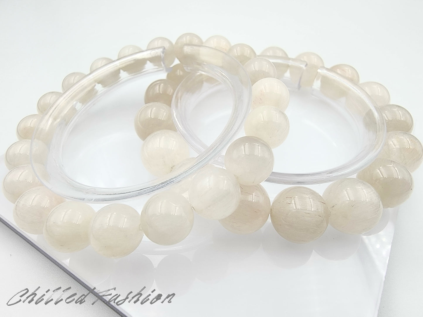 [Bracelet] Natural White Rabbit Hair Quartz Bracelet