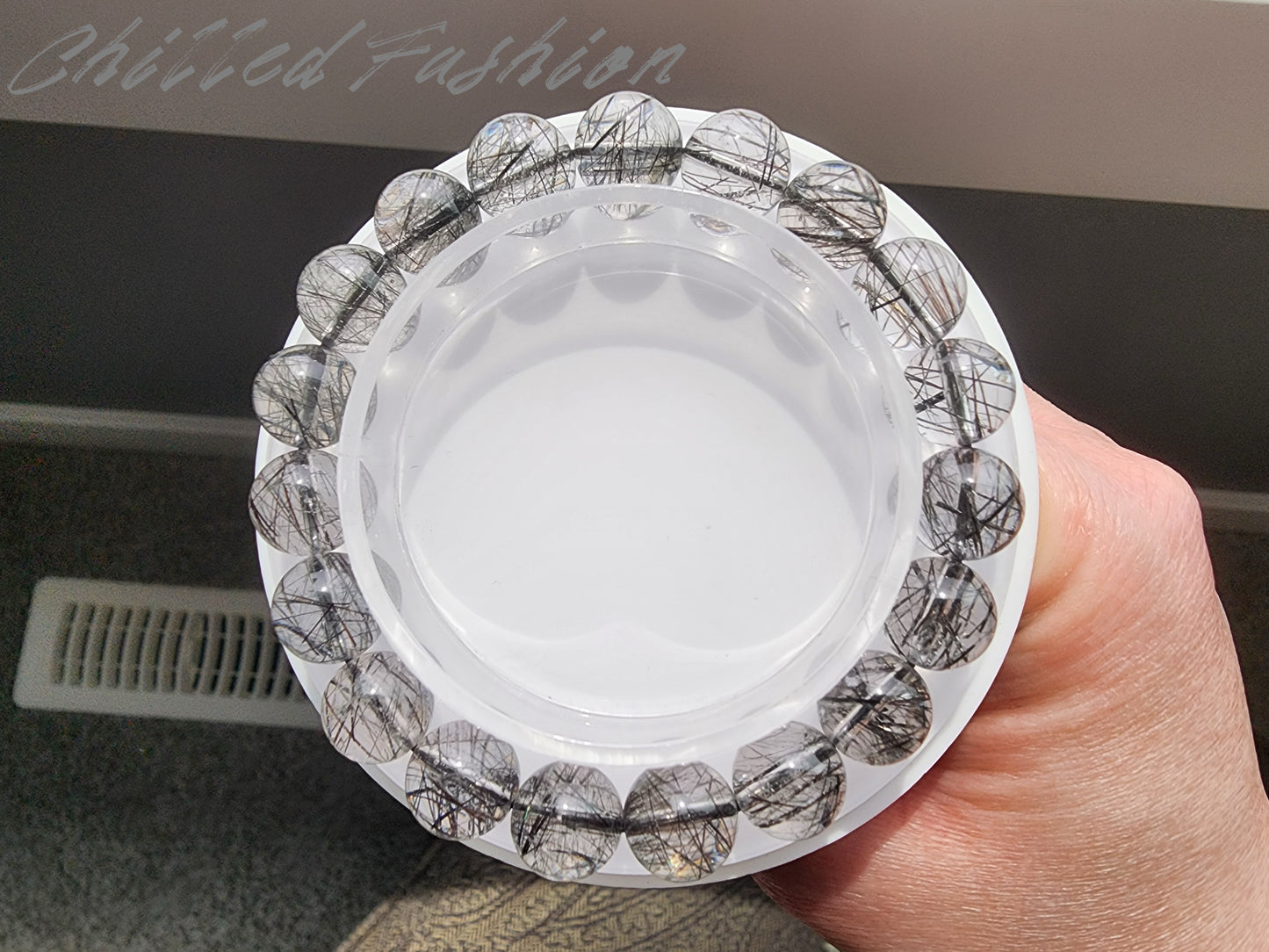 [Bracelet] Natural 10mm Lace Black Rutilated Quartz Bracelet