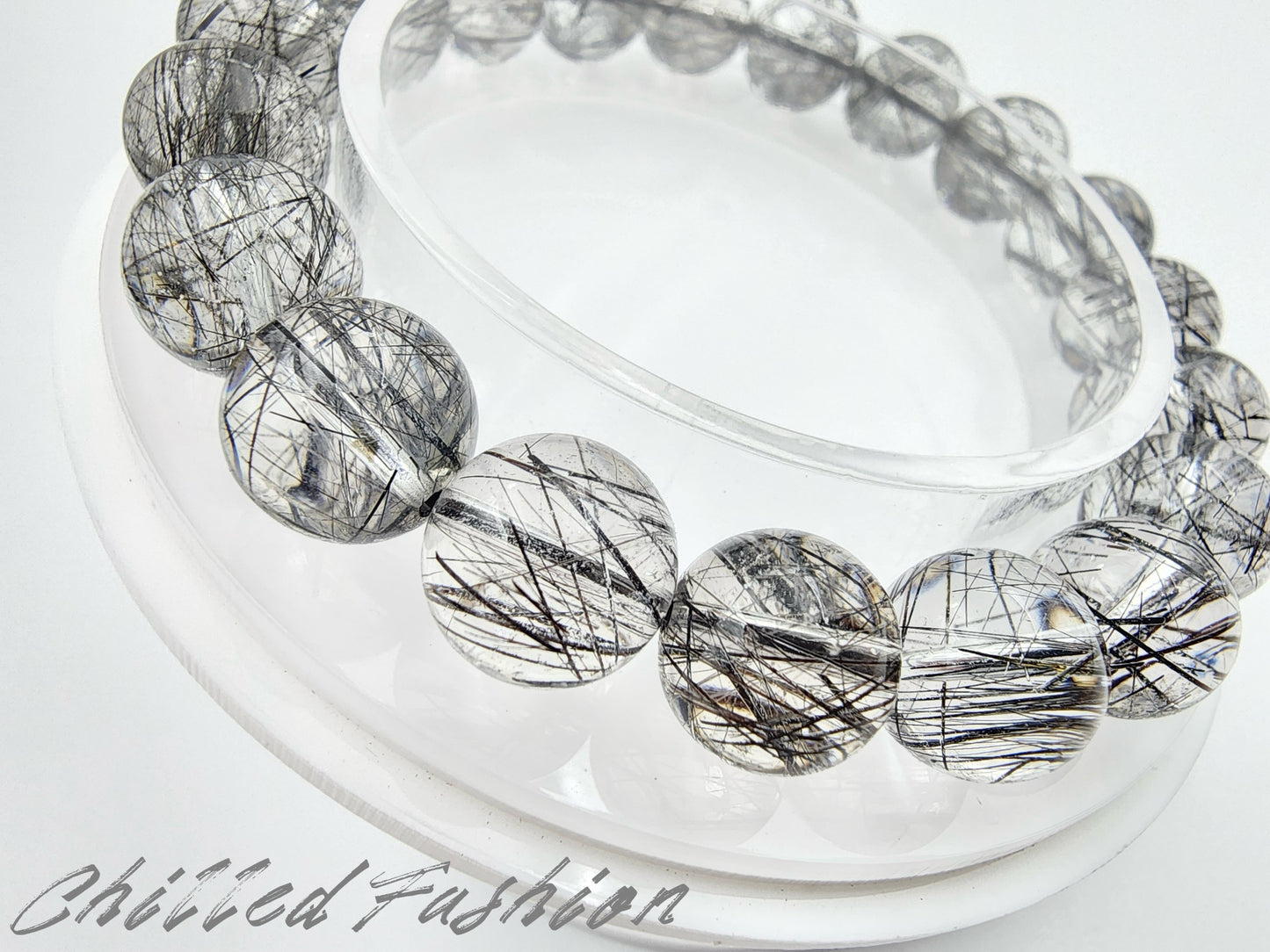 [Bracelet] Natural 10mm Lace Black Rutilated Quartz Bracelet