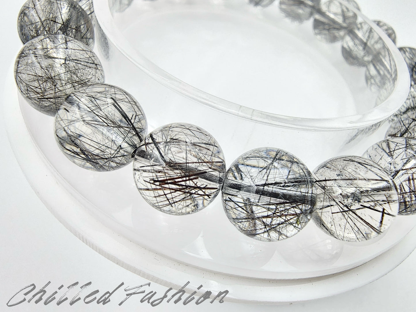 [Bracelet] Natural 10mm Lace Black Rutilated Quartz Bracelet
