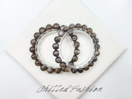 [Bracelet] Black Gold Skeleton Sunstone Bracelet