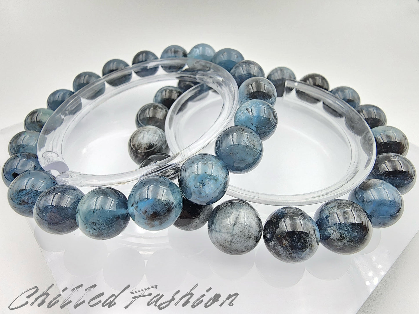 [Bracelet] Black-Blue Flash Aquamarine Bracelet
