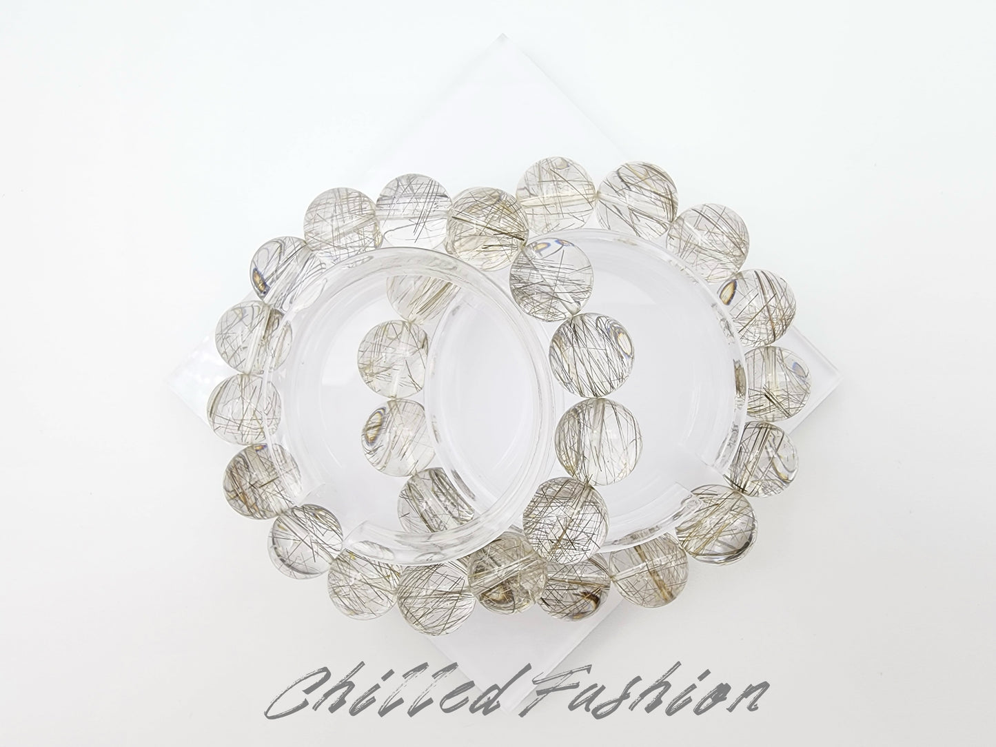 [Bracelet] Natural Silver Rutilated Quartz Bracelet