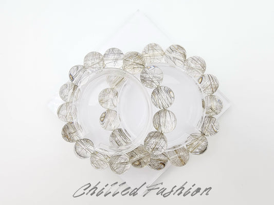 [Bracelet] Natural Silver Rutilated Quartz Bracelet