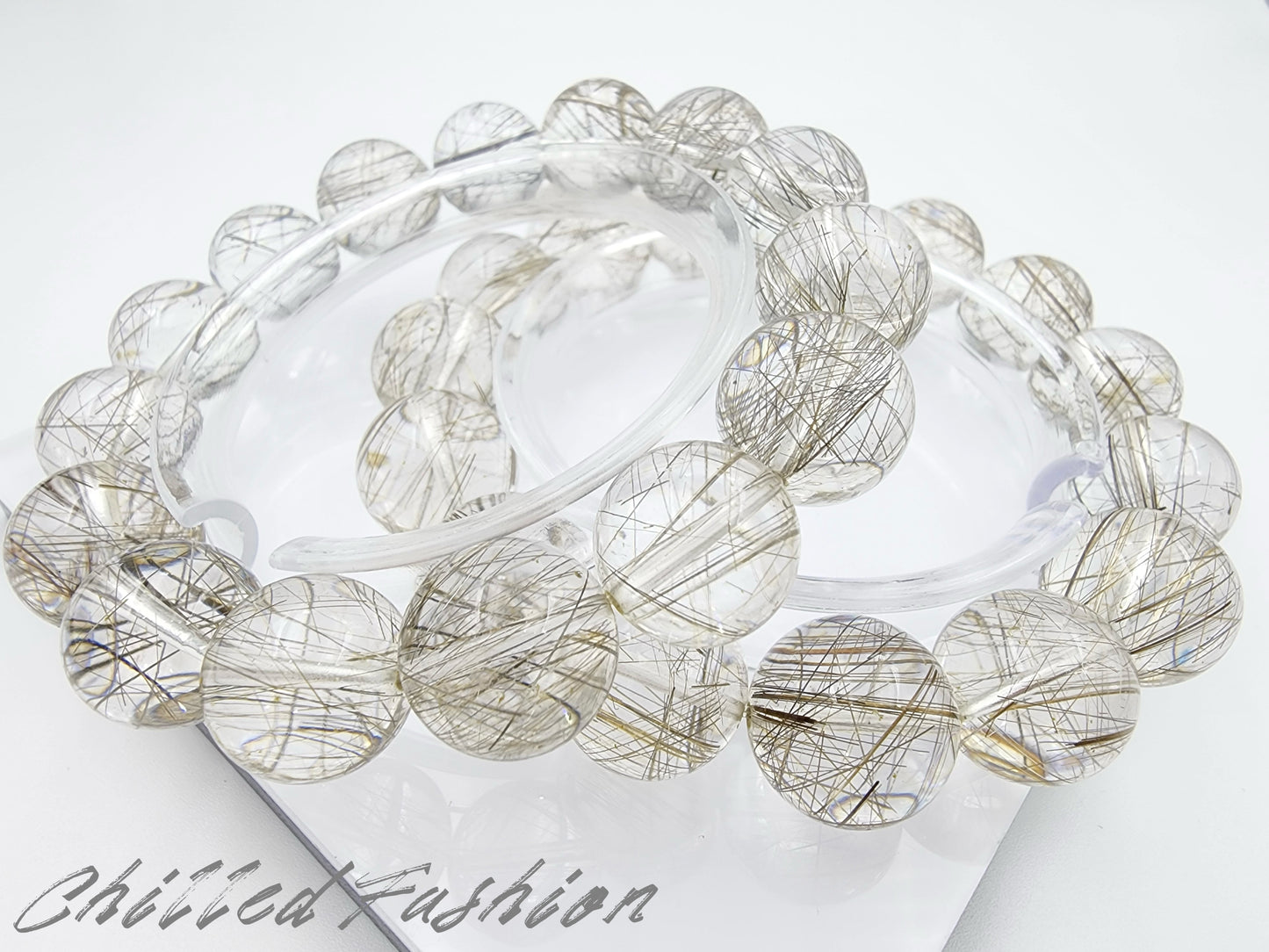 [Bracelet] Natural Silver Rutilated Quartz Bracelet
