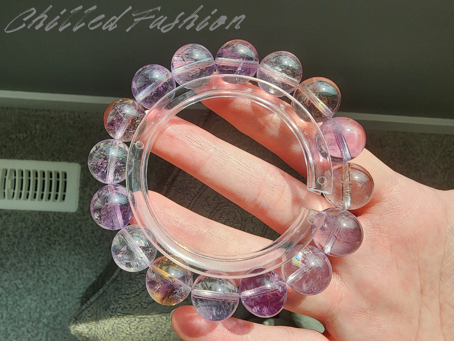 [Bracelet] Natural 13mm Amethyst Bracelet with Mixed Color Beads