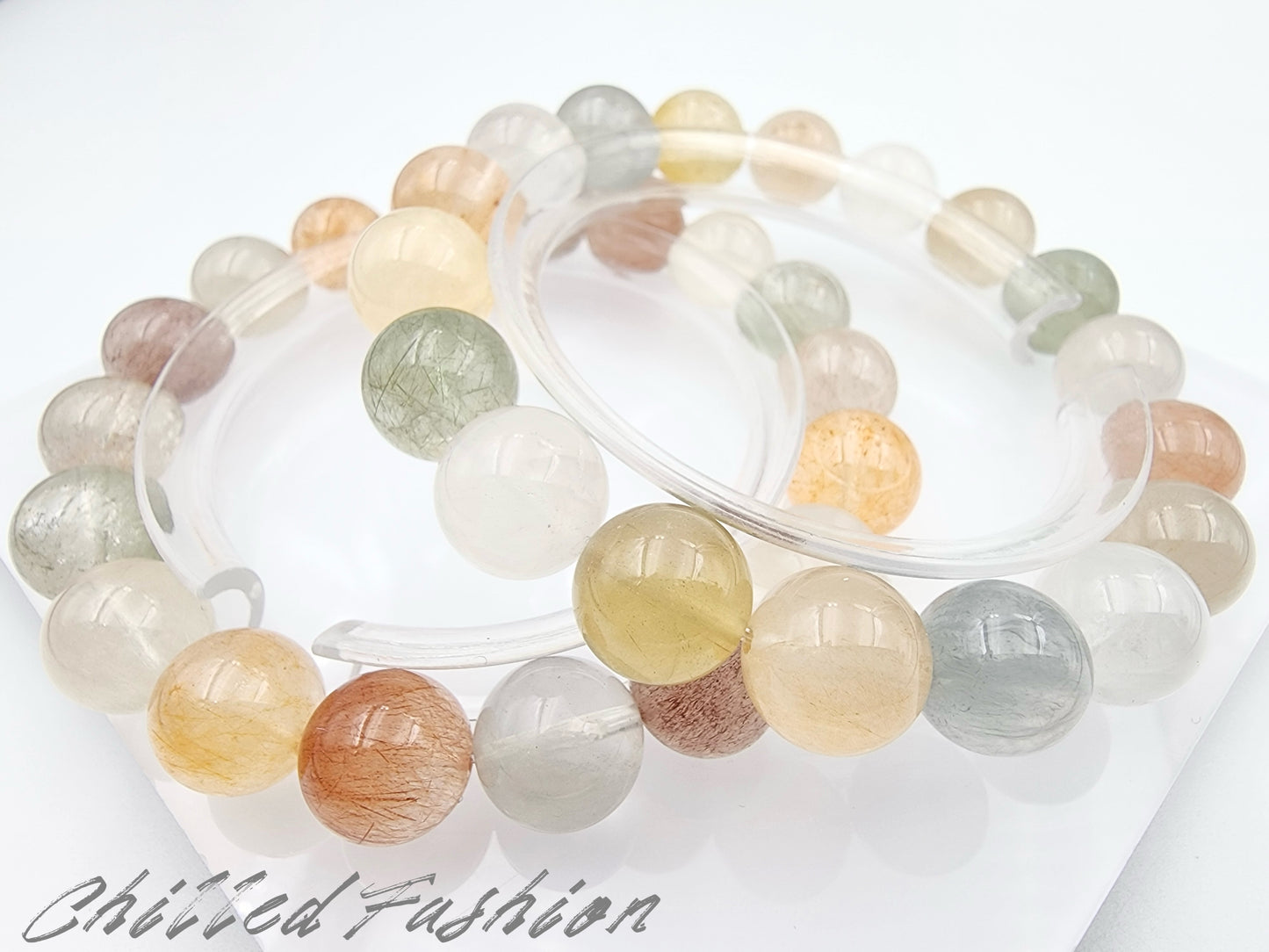 [Bracelet] Natural 11mm Multicolored Rabbit Hair Quartz Bracelet