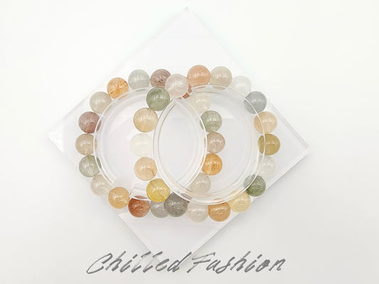 [Bracelet] Natural 11mm Multicolored Rabbit Hair Quartz Bracelet