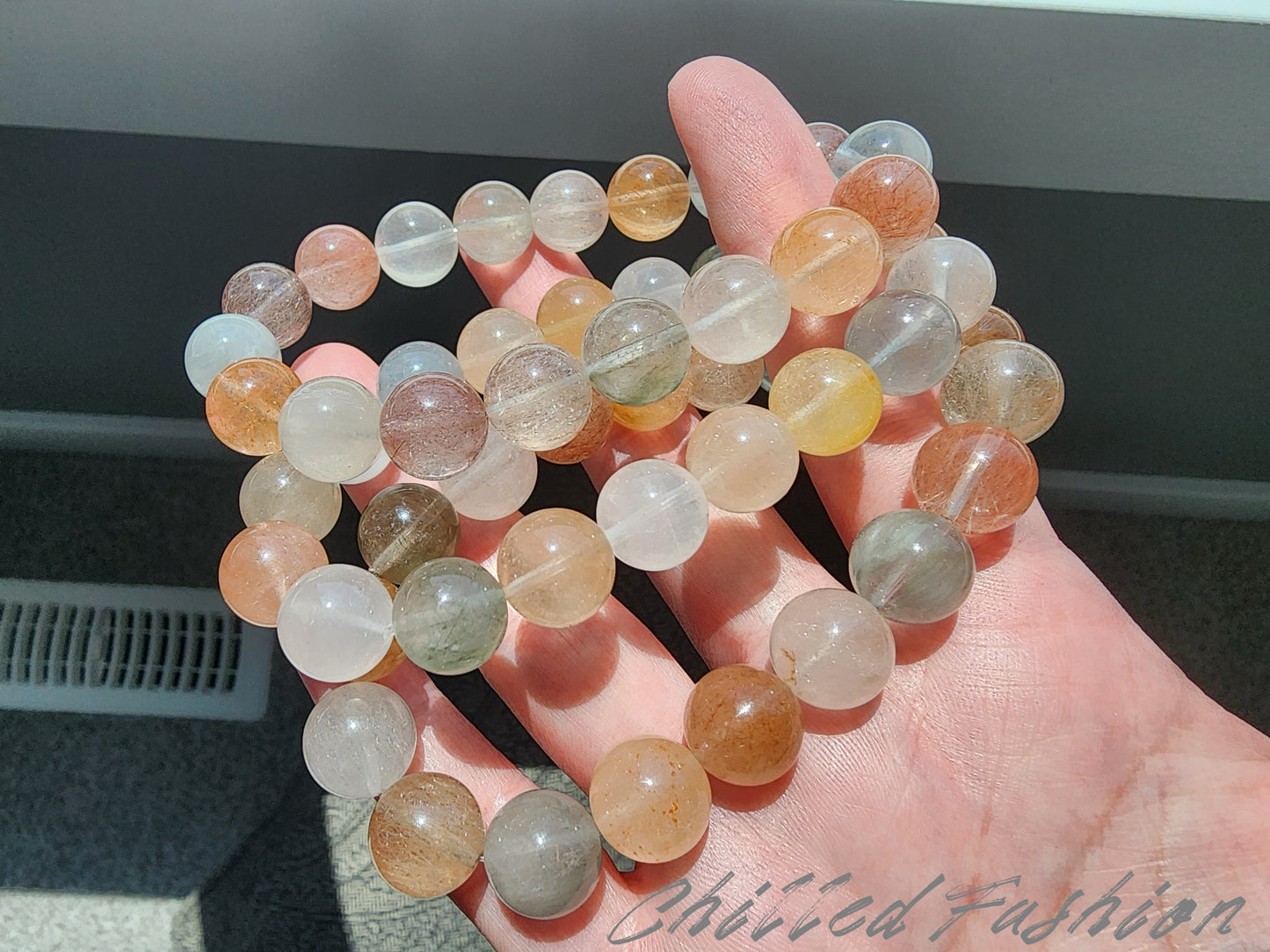 [Bracelet] Natural 11mm Multicolored Rabbit Hair Quartz Bracelet