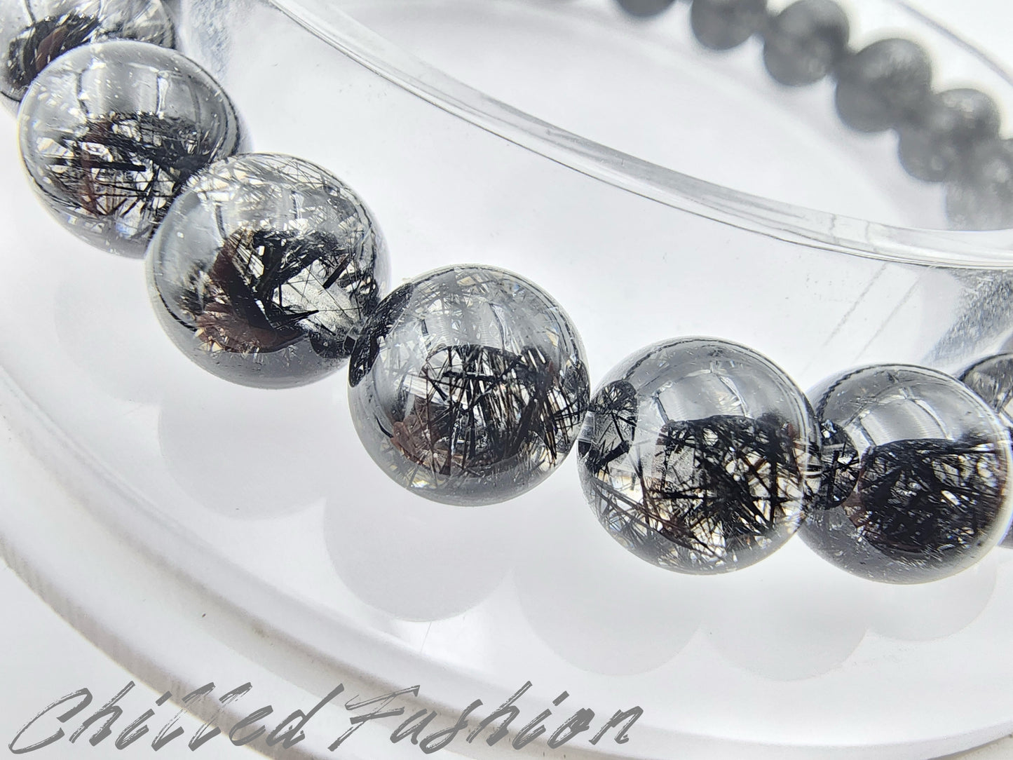 [Bracelet] Embrace Your Power: 8mm Lace Black Rutilated Quartz 蕾丝黑发晶 Bracelet