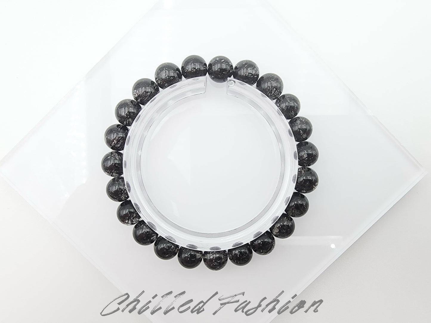 [Bracelet] Embrace Your Power: 8mm Lace Black Rutilated Quartz 蕾丝黑发晶 Bracelet