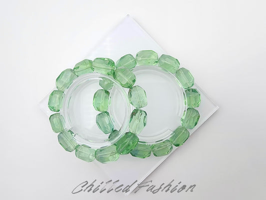 [Bracelet] Natural Green Fluorite Faceted Nugget Bracelet