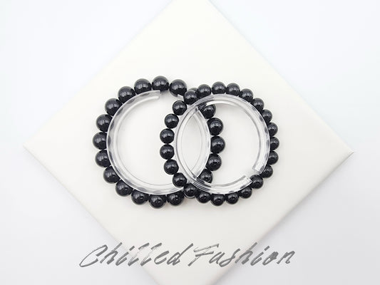 [Bracelet] Natural Black Tourmaline Bead Bracelet
