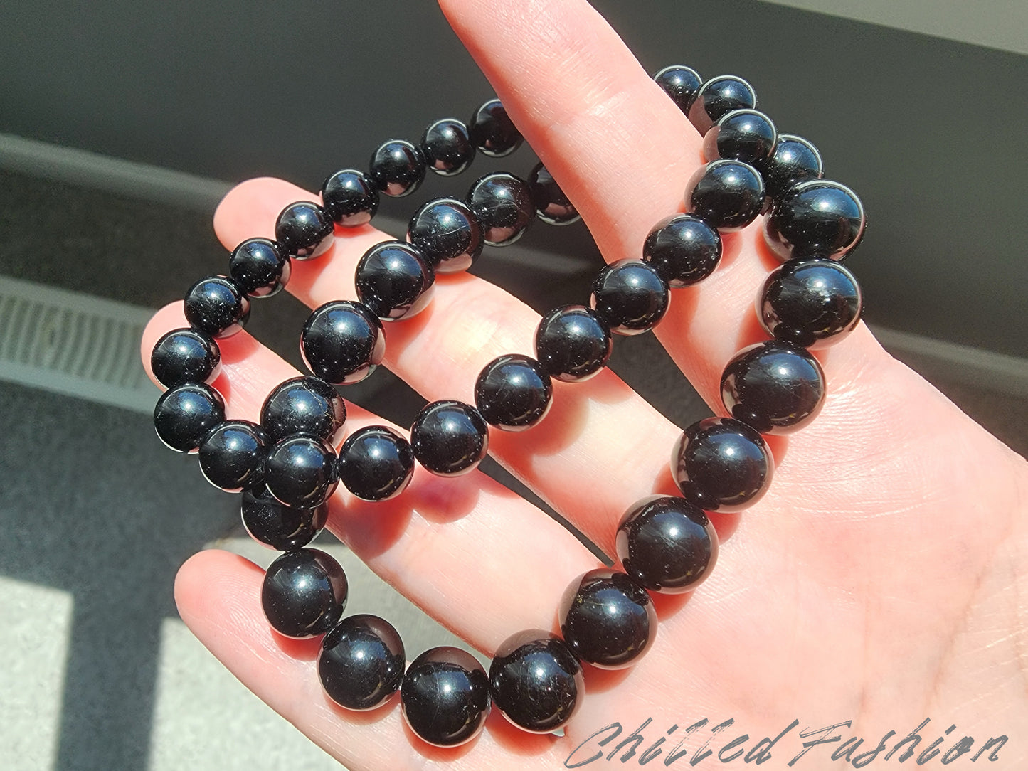 [Bracelet] Natural Black Tourmaline Bead Bracelet