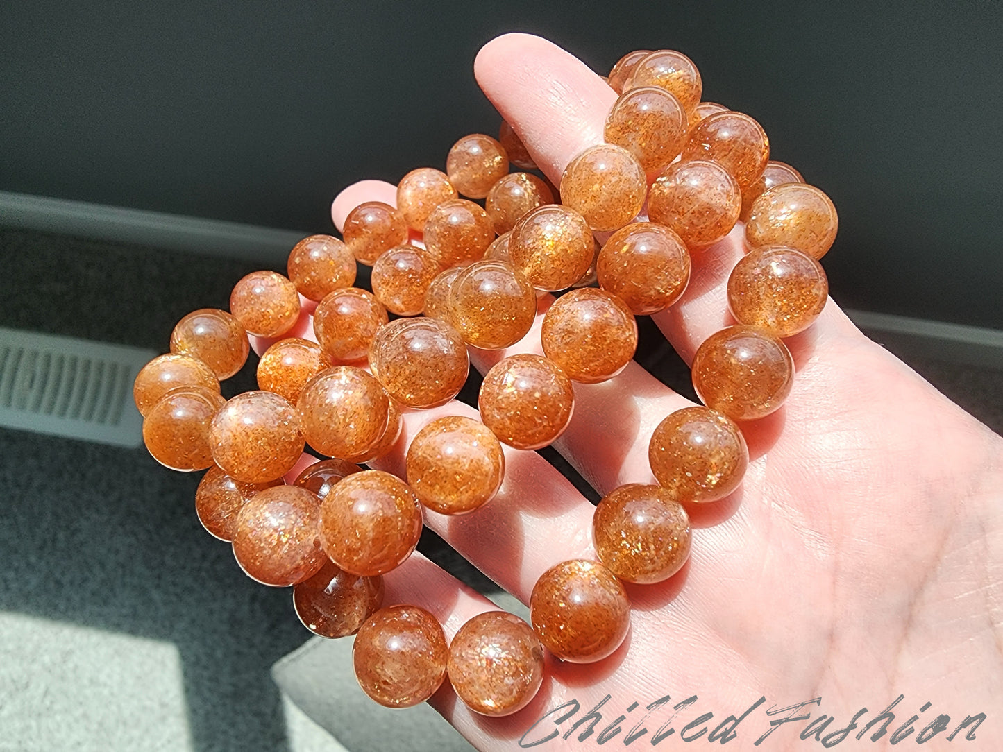 [Bracelet] Orange-Toned Golden Sunstone Bracelet