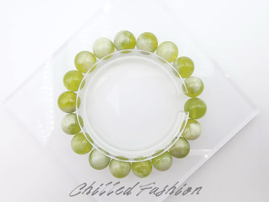 [Bracelet] Natural 11mm Serpentine Jade Bracelet