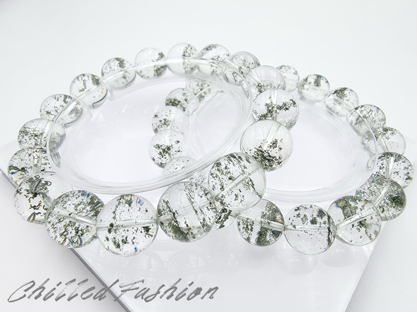 [Bracelet] Brazilian Starry Green Phantom Quartz Bracelet for Wealth and Clarity