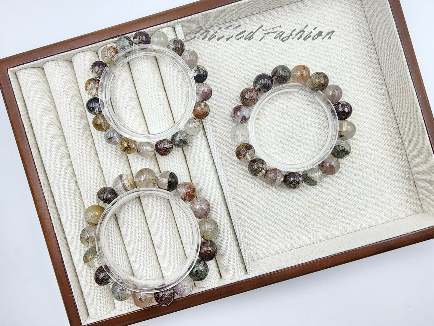 [Bracelet] Colorful Phantom Quartz Bracelet with Half Bowl Inclusions