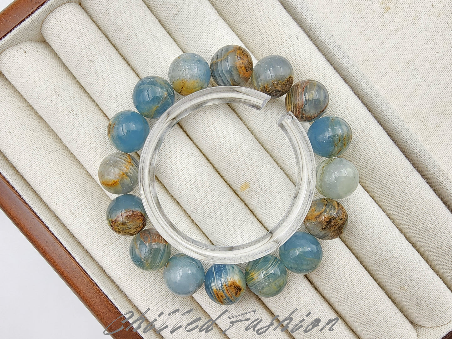 [Bracelet] Genuine 12mm Blue Calcite Gemstone Bracelet for Positive Energy Flow
