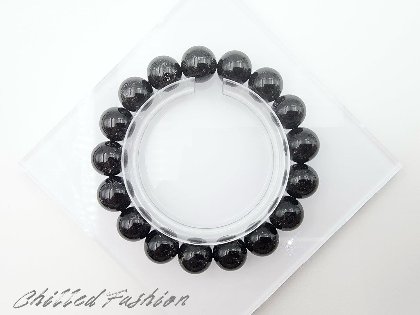 [Bracelet] 12mm Brazilian Black Rutilated Quartz Bracelet