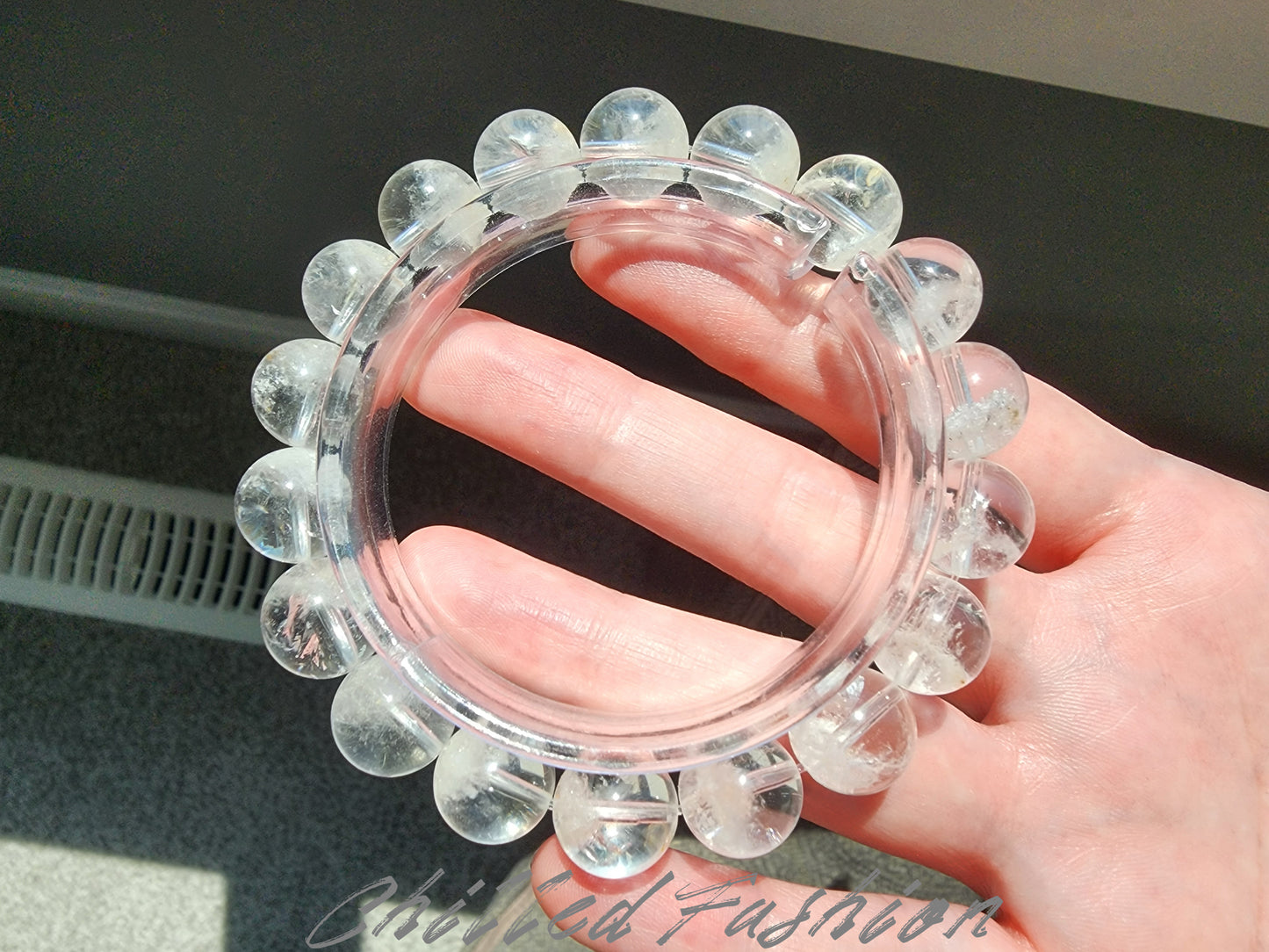 [Bracelet] 11mm White Phantom Quartz Bracelet for Clarity - Unique Pyramid Growth Inside