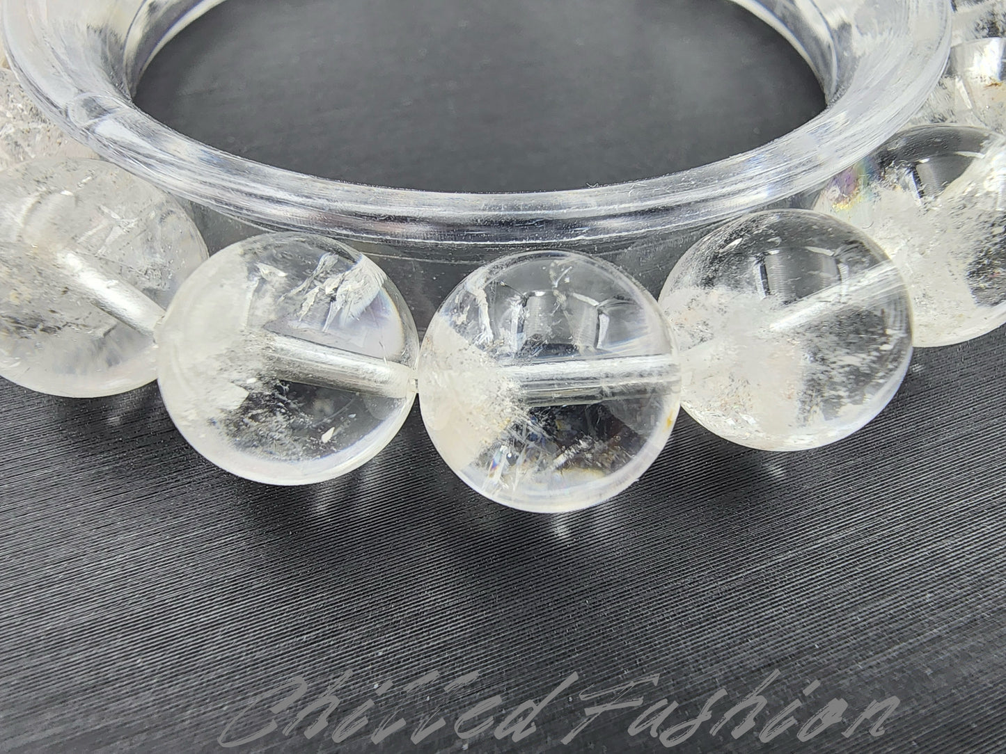 [Bracelet] 11mm White Phantom Quartz Bracelet for Clarity - Unique Pyramid Growth Inside