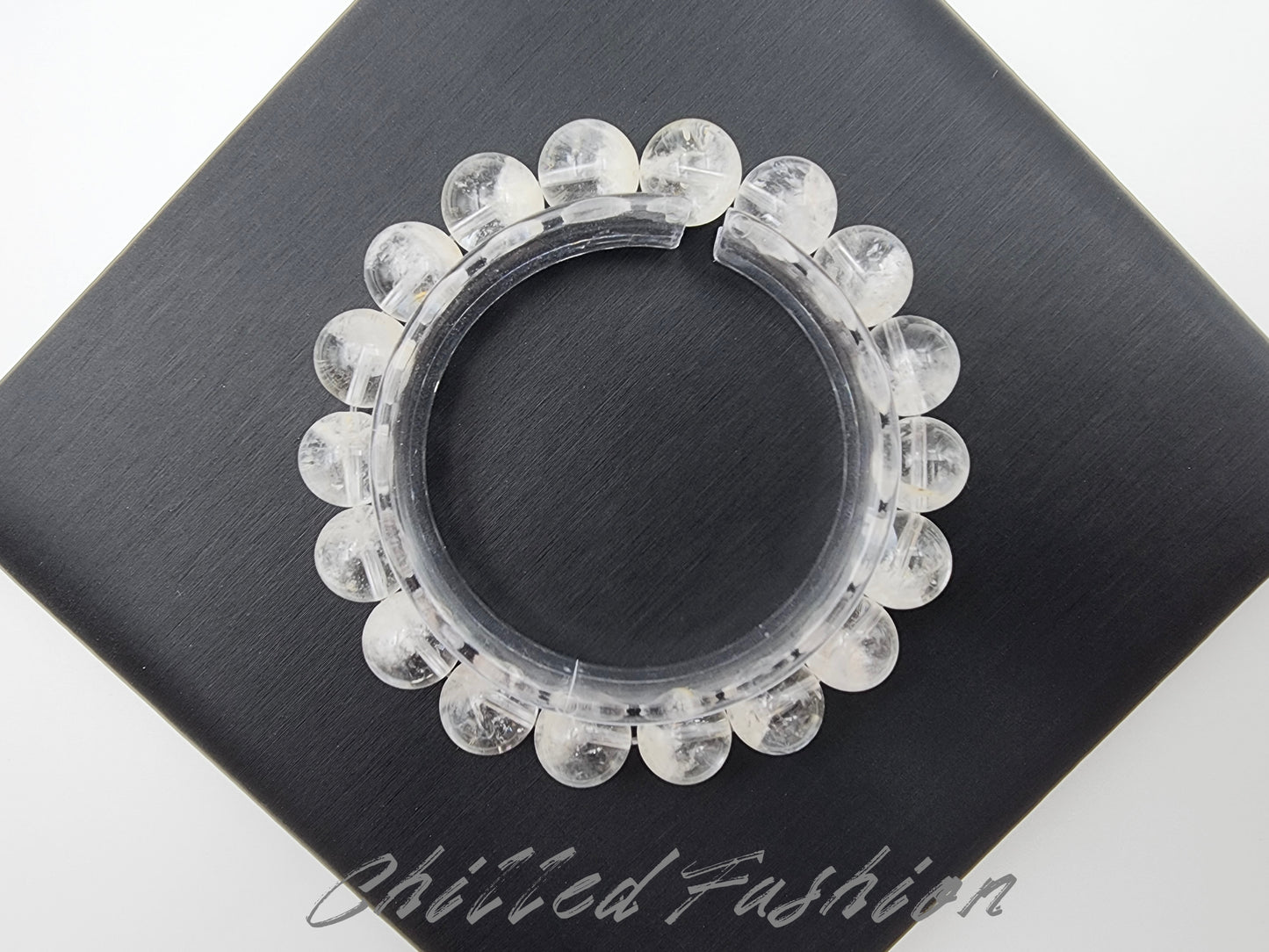 [Bracelet] 11mm White Phantom Quartz Bracelet for Clarity - Unique Pyramid Growth Inside