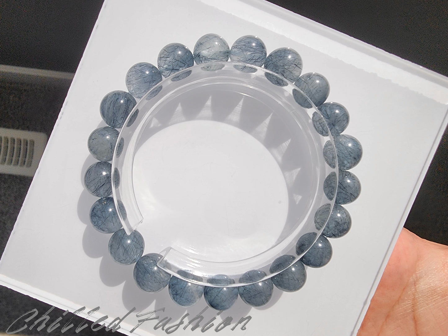 [Bracelet] 9mm Blue Rabbit Hair Quartz Bracelet