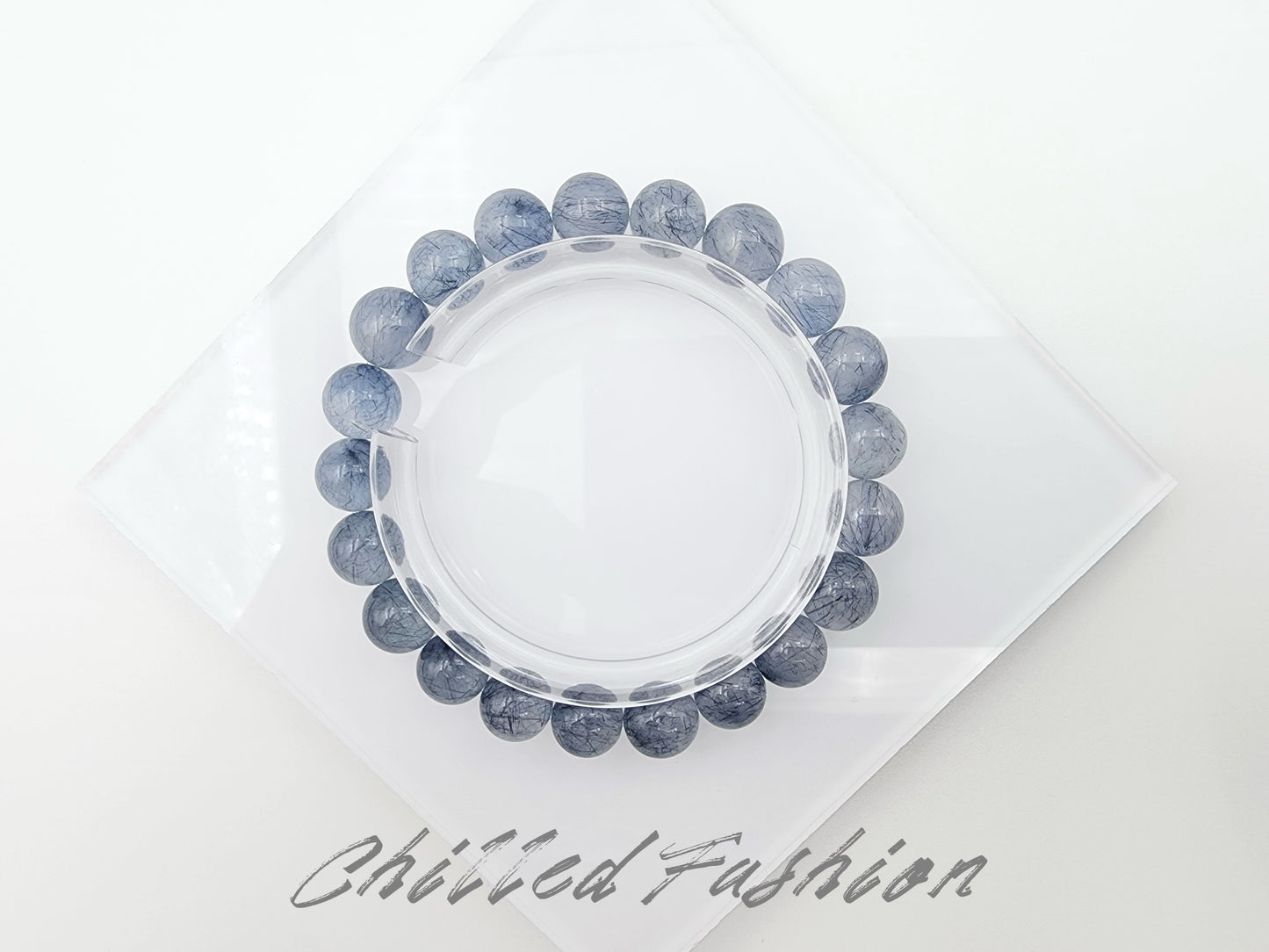 [Bracelet] 9mm Blue Rabbit Hair Quartz Bracelet