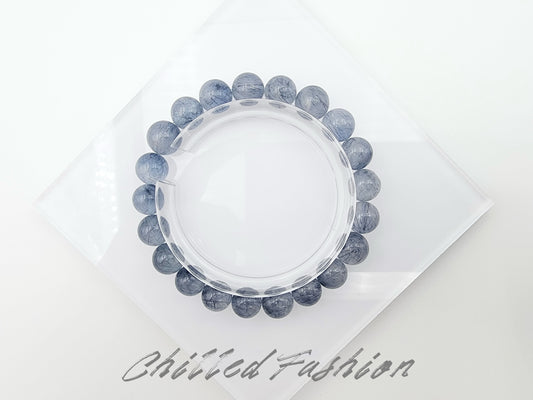 [Bracelet] 9mm Blue Rabbit Hair Quartz Bracelet