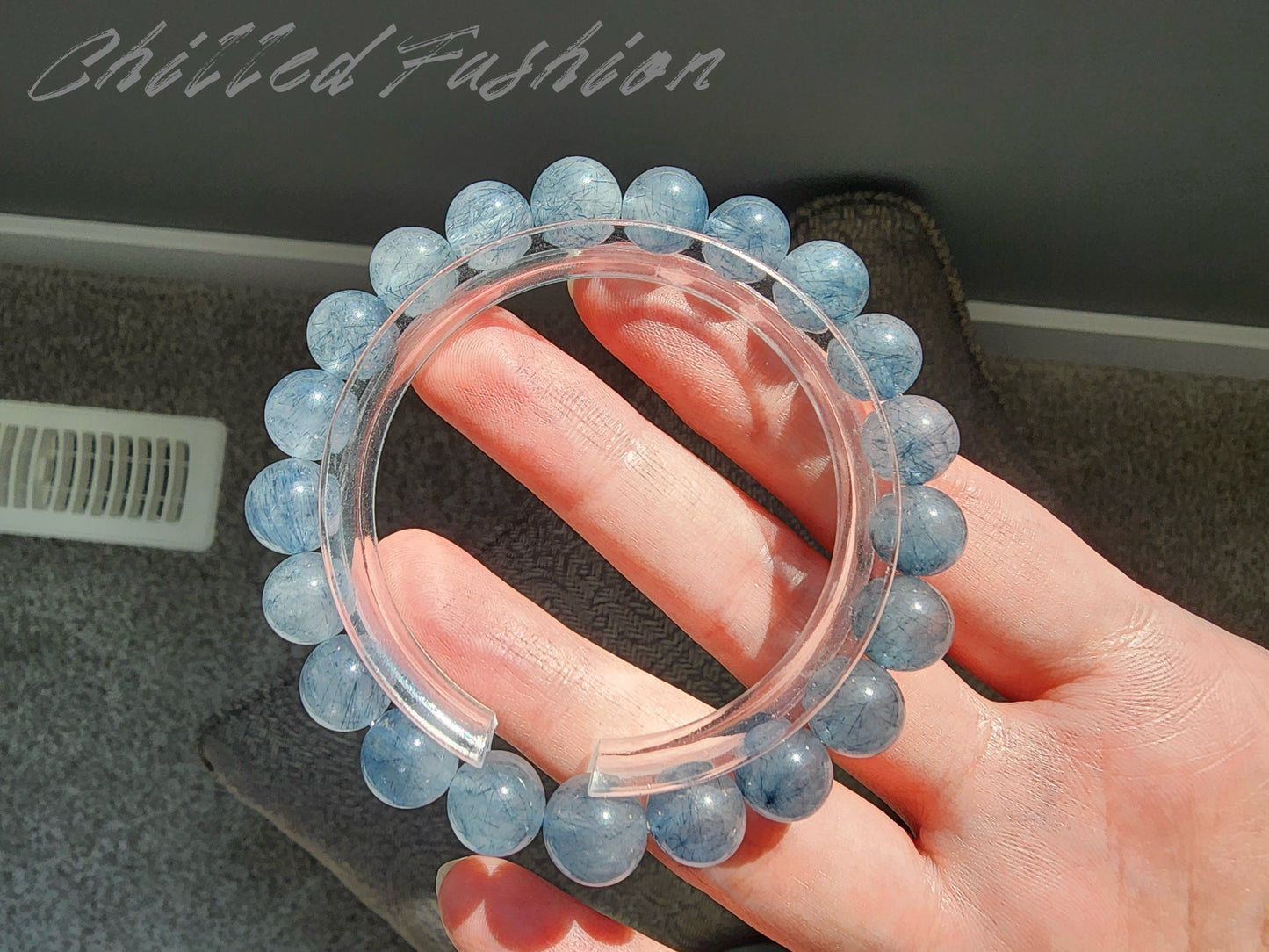 [Bracelet] 9mm Blue Rabbit Hair Quartz Bracelet