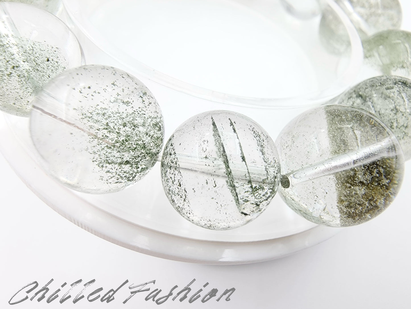 [Bracelet] Starry Green Phantom Quartz Bracelet - 13.4mm to 16.1mm Beads