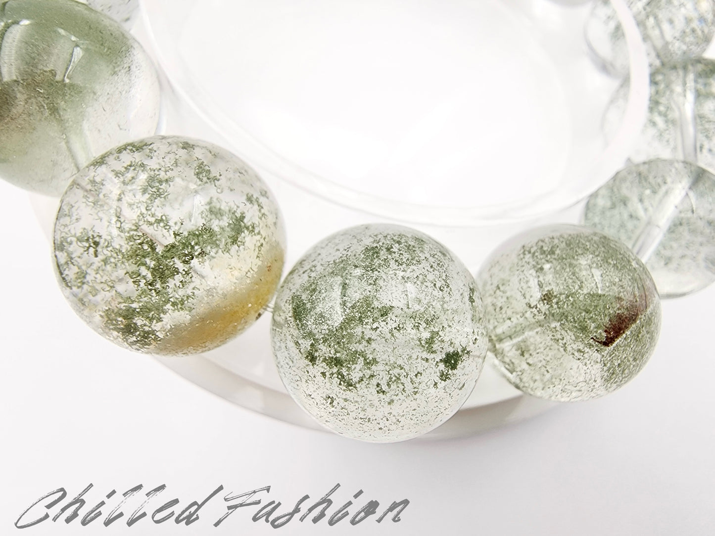 [Bracelet] Starry Green Phantom Quartz Bracelet - 13.4mm to 16.1mm Beads