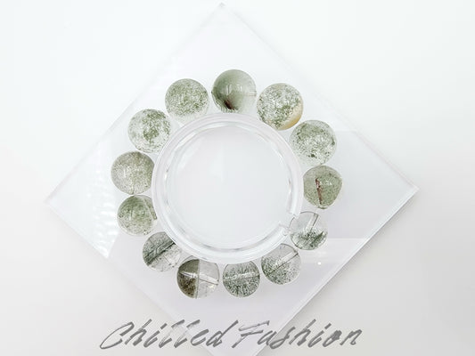 [Bracelet] Starry Green Phantom Quartz Bracelet - 13.4mm to 16.1mm Beads