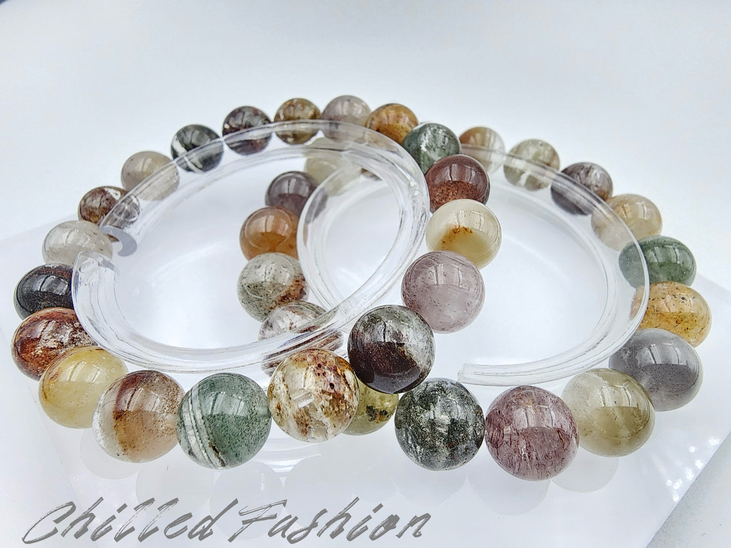 [Bracelet] Natural Colorful Layered Phantom Quartz Bracelet