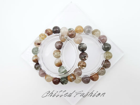 [Bracelet] Natural Colorful Layered Phantom Quartz Bracelet