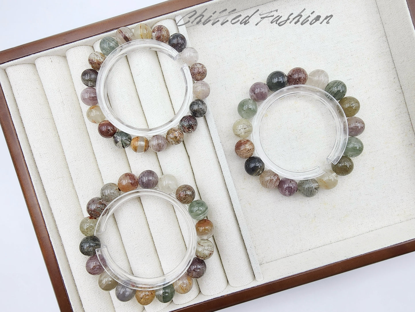 [Bracelet] Natural Colorful Layered Phantom Quartz Bracelet