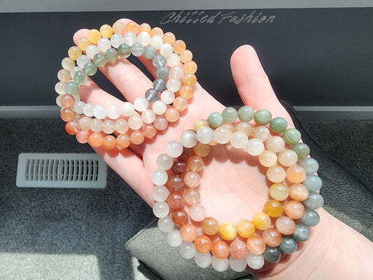 [Bracelet] Tri-Layer Gradient Rabbit Hair Quartz Bracelet