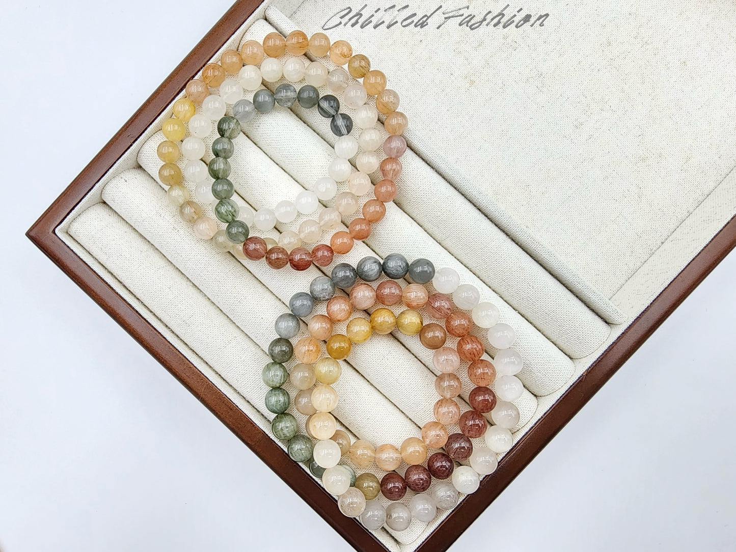 [Bracelet] Tri-Layer Gradient Rabbit Hair Quartz Bracelet