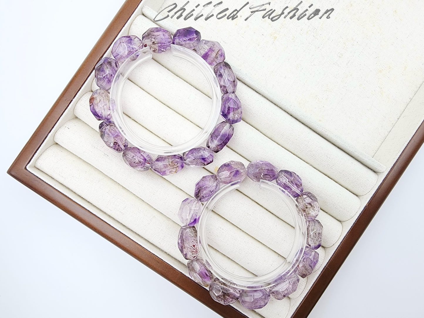 [Bracelet] Purple Super Seven Quartz Bracelet – Faceted Nugget Cut with Red Fire Streaks