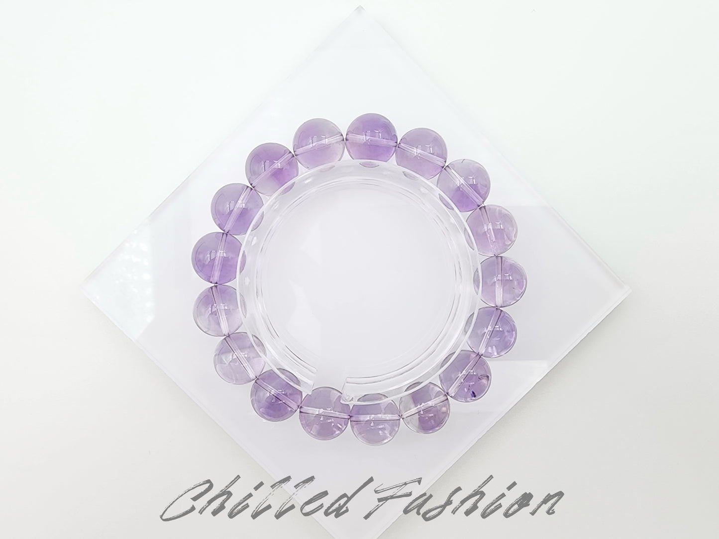 [Bracelet] 12mm Natural Bolivian Amethyst Bracelet – High-Quality Purple Gemstone Beads for Healing and Jewelry