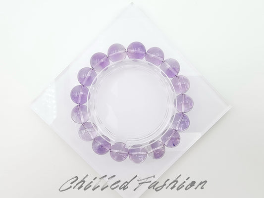 [Bracelet] 12mm Natural Bolivian Amethyst Bracelet – High-Quality Purple Gemstone Beads for Healing and Jewelry