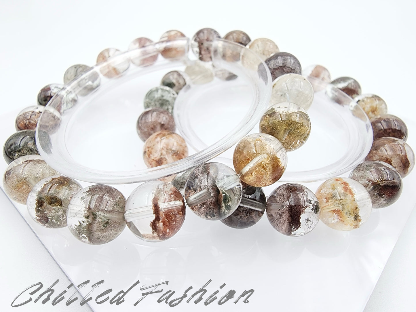 [Bracelet] Colorful Phantom Quartz Bracelet with Central Phantom Line
