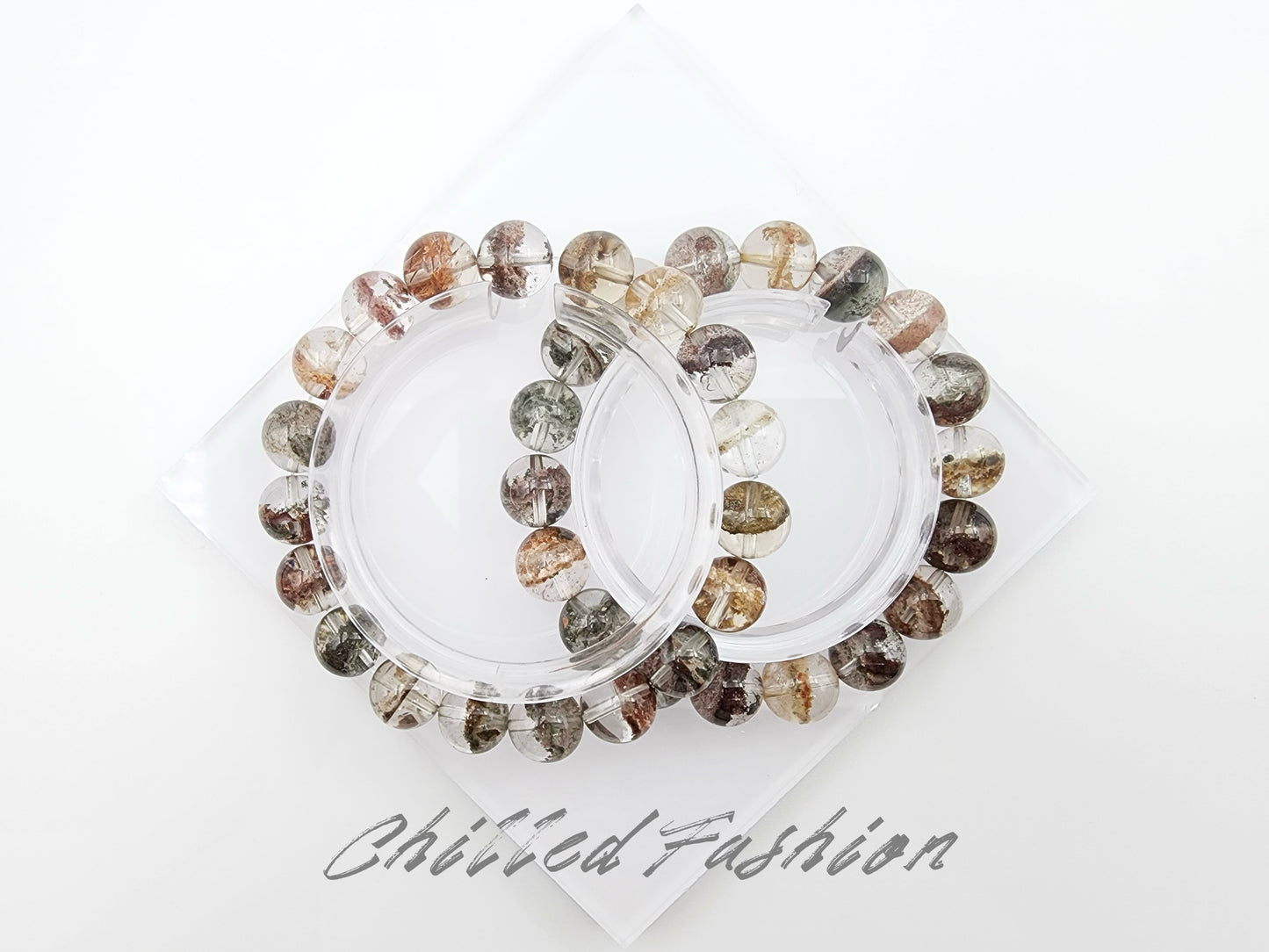 [Bracelet] Colorful Phantom Quartz Bracelet with Central Phantom Line