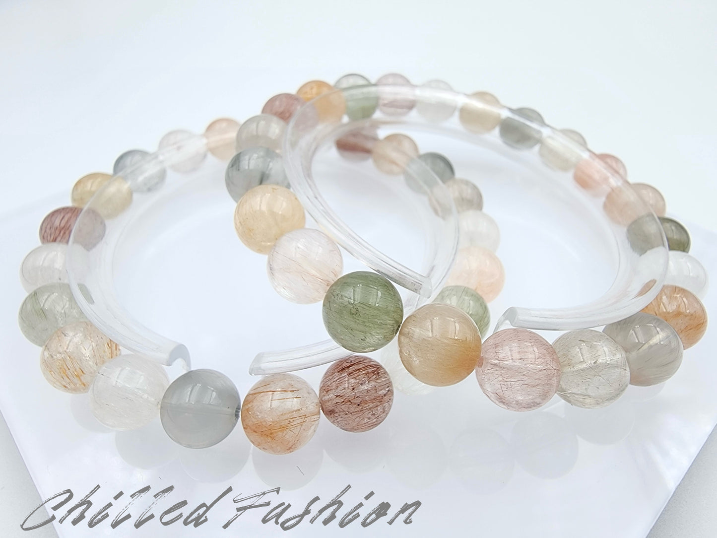 [Bracelet] 8mm Colorful Rabbit Hair Quartz Bracelet