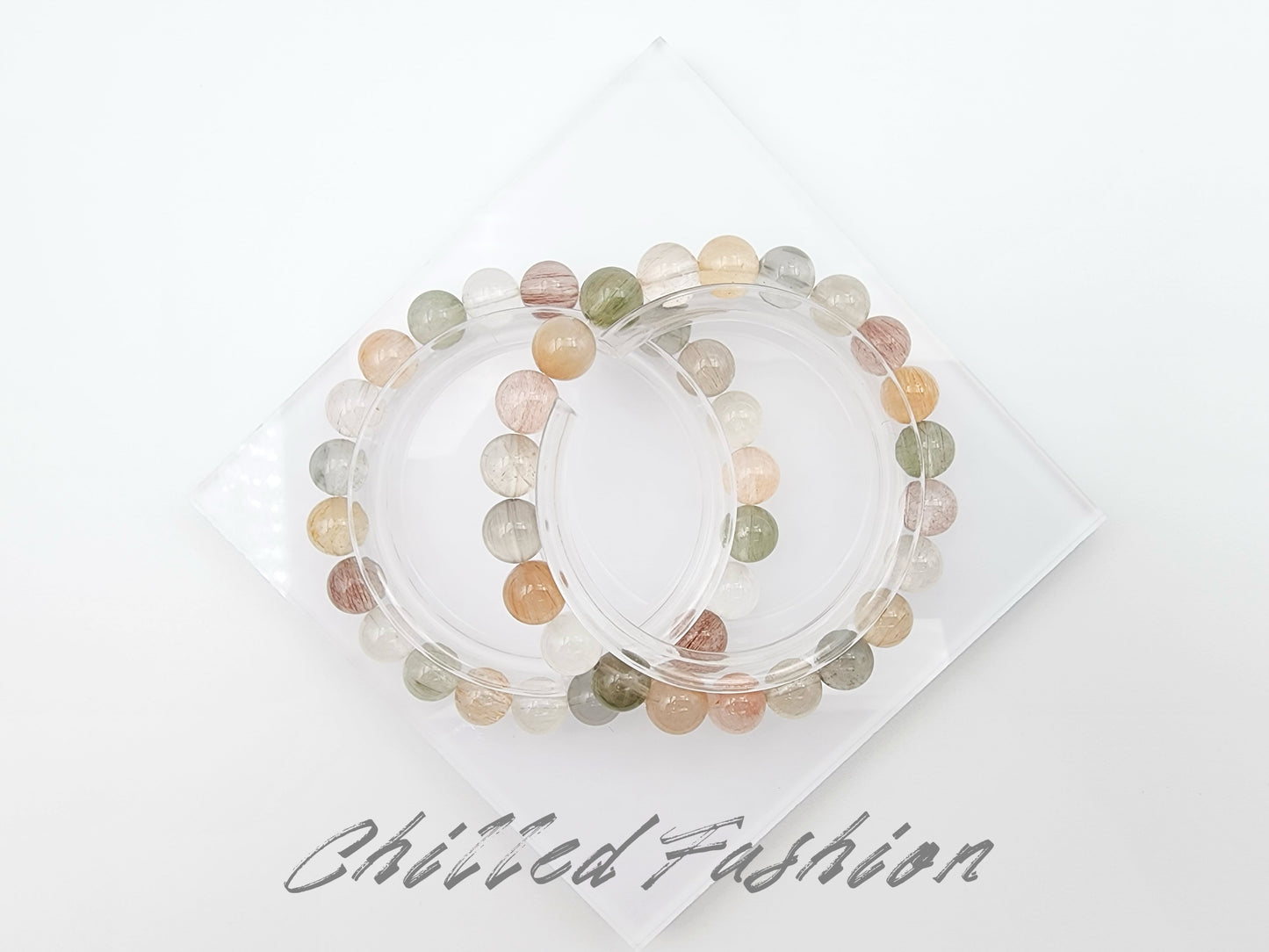 [Bracelet] 8mm Colorful Rabbit Hair Quartz Bracelet
