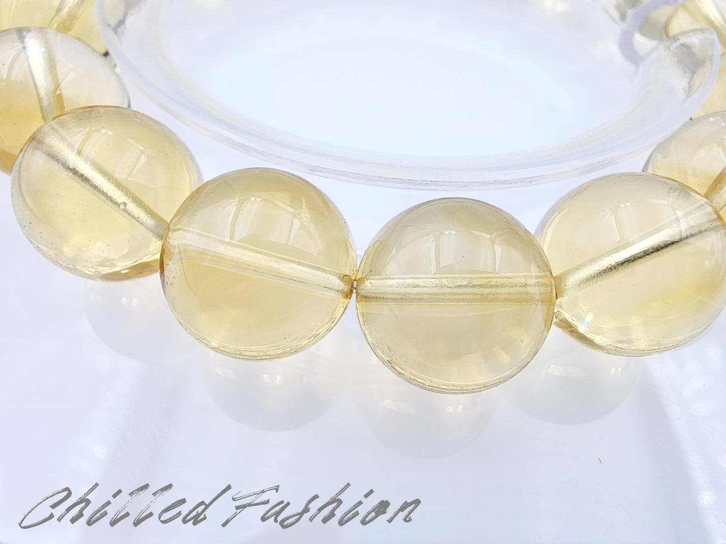 [Bracelet] 12mm Golden Citrine Bracelet for Happiness and Energy - Yellow Quartz Gemstone Beads