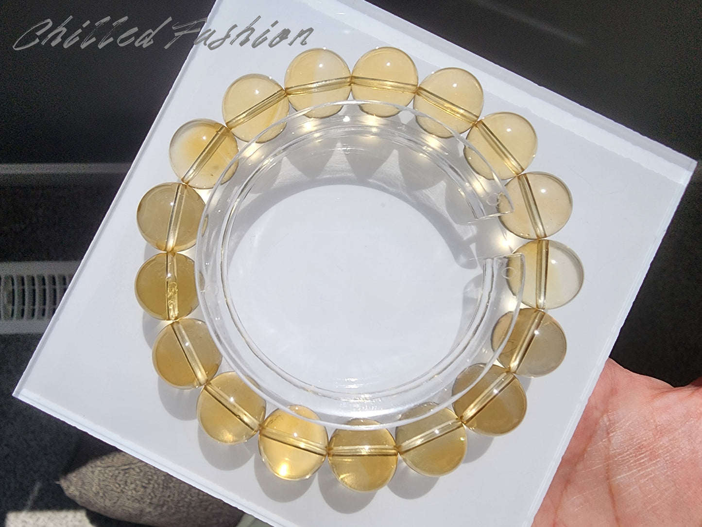 [Bracelet] 12mm Golden Citrine Bracelet for Happiness and Energy - Yellow Quartz Gemstone Beads